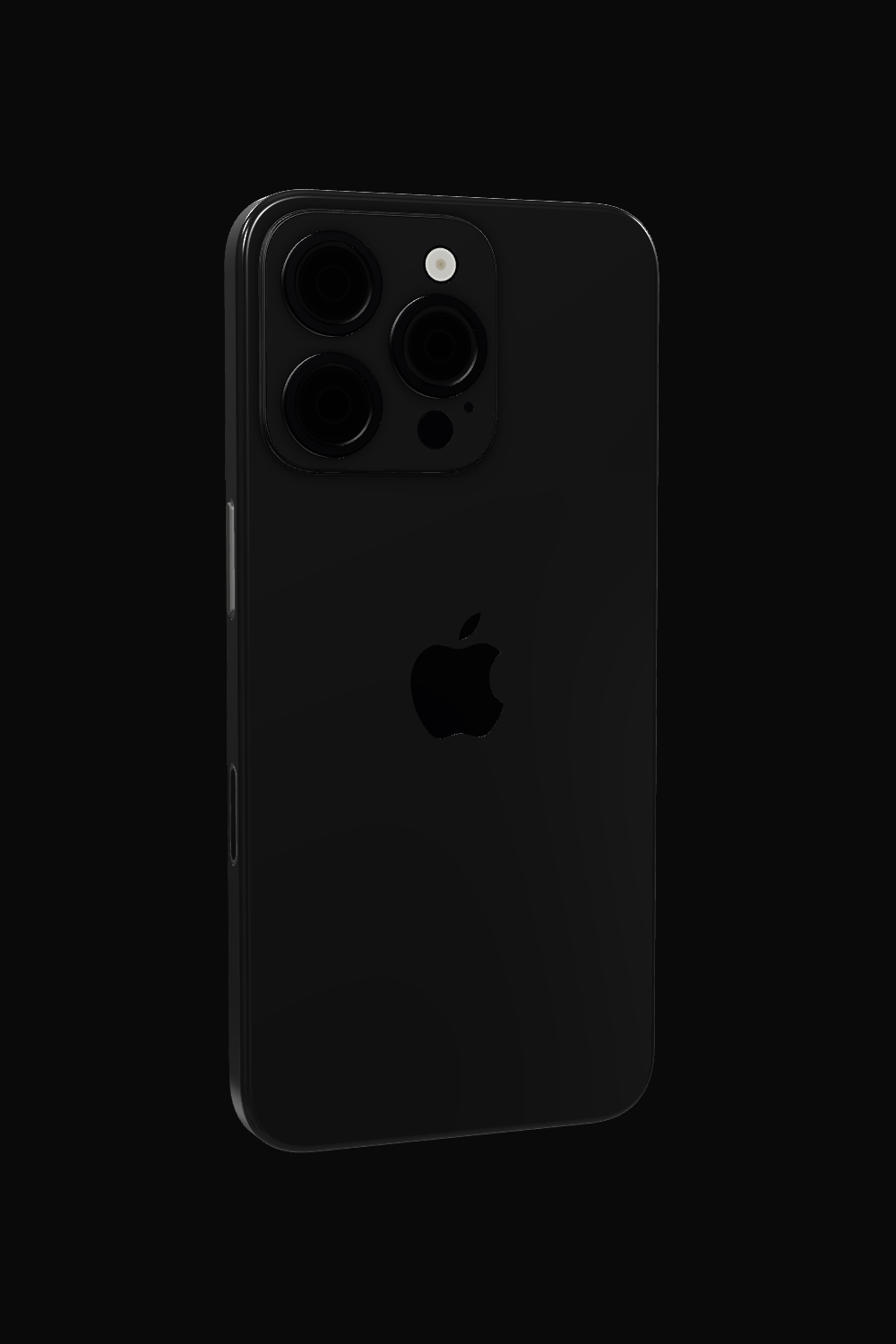 Skin iPhone - Jet Black (lucios) pe iPhone 16 Pro, model 3D: rotește telefonul cu skinul aplicat